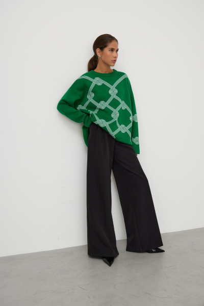 Свитер из хлопка pattern CHARMSTORE (one size, трава-молочный) 2206